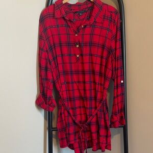 Tommy Hilfiger Red and Blue Plaid Shirt large